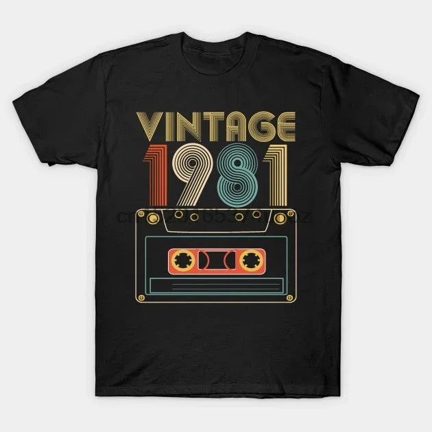 Vintage Tee 42 Years Old Outfit Gifts for Dad Graphic T Shirts Retro Best of 1981 Cassette Tape 42 Birthday Gift T-Shirt