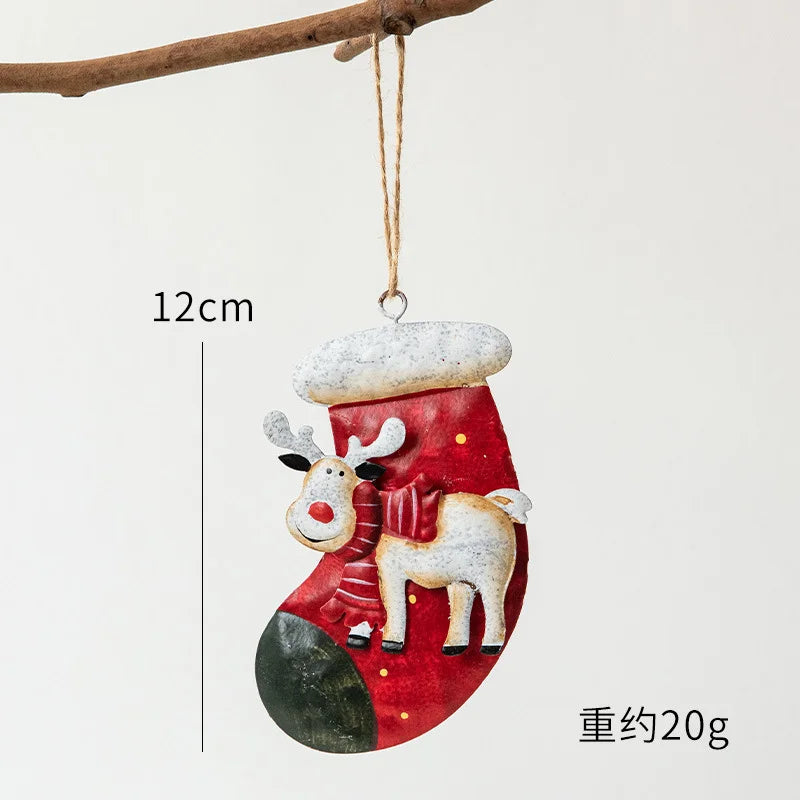 Novelty Painted Christmas Bell Tree Decoration Exquisite Iron Art Ornament Xmas Party Hanging Pendant Home Decor Navidad Gifts