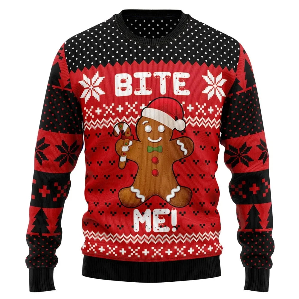 Men Women Xmas Sweatshirt 3D Christmas Snowman Santa Printed Ugly Christmas Sweater Unisex Long Sleeve Tops Pullovers Sweatshirt