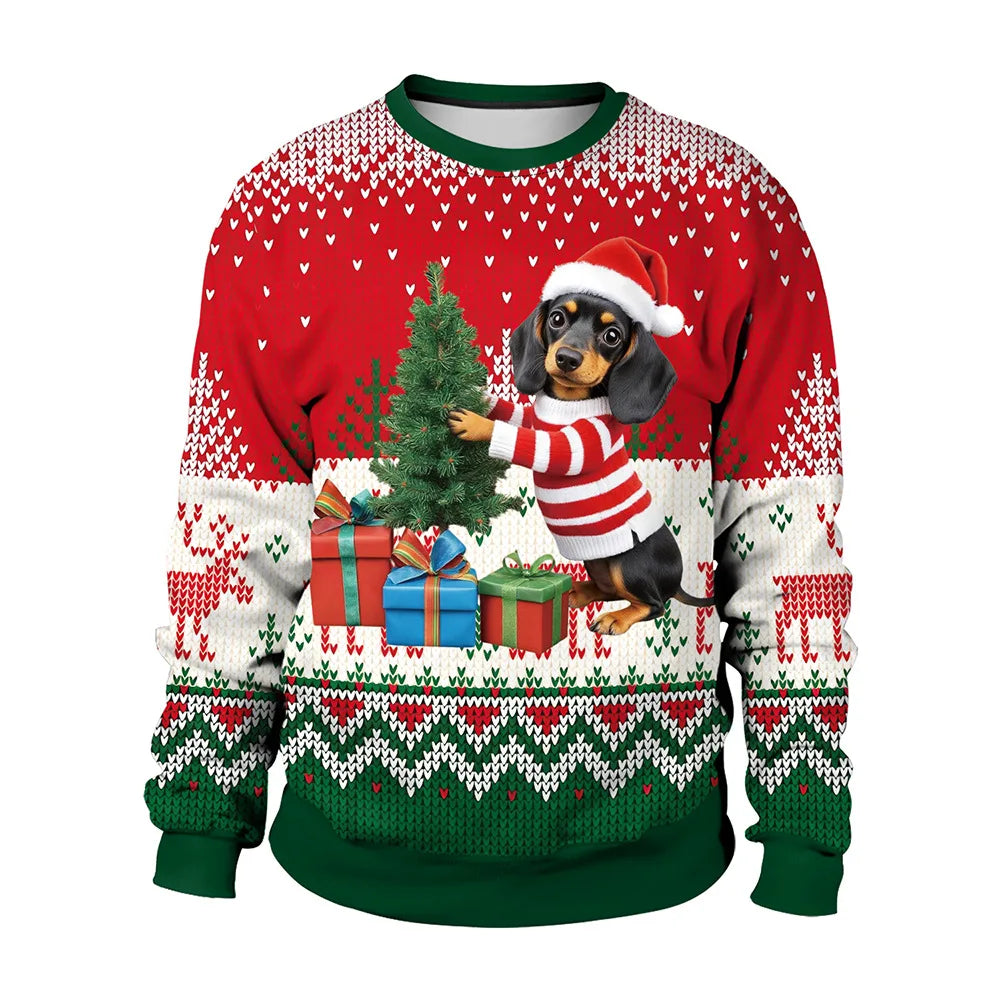 Couple Christmas Sweatshirt 3d Christmas Snowman Santa Claus Print Clothing Funny Unisex Pullover Holiday Party Top Sweatshirt