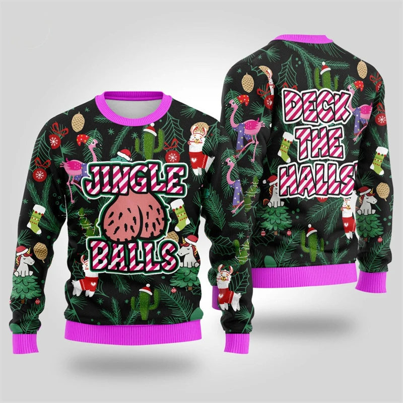 2025 Hot Christmas Ugly Sweater Men Women 3D Print Neon Pattern Santa Pullover Sweatshirt Unique Xmas Clothes Party Sweatshirt