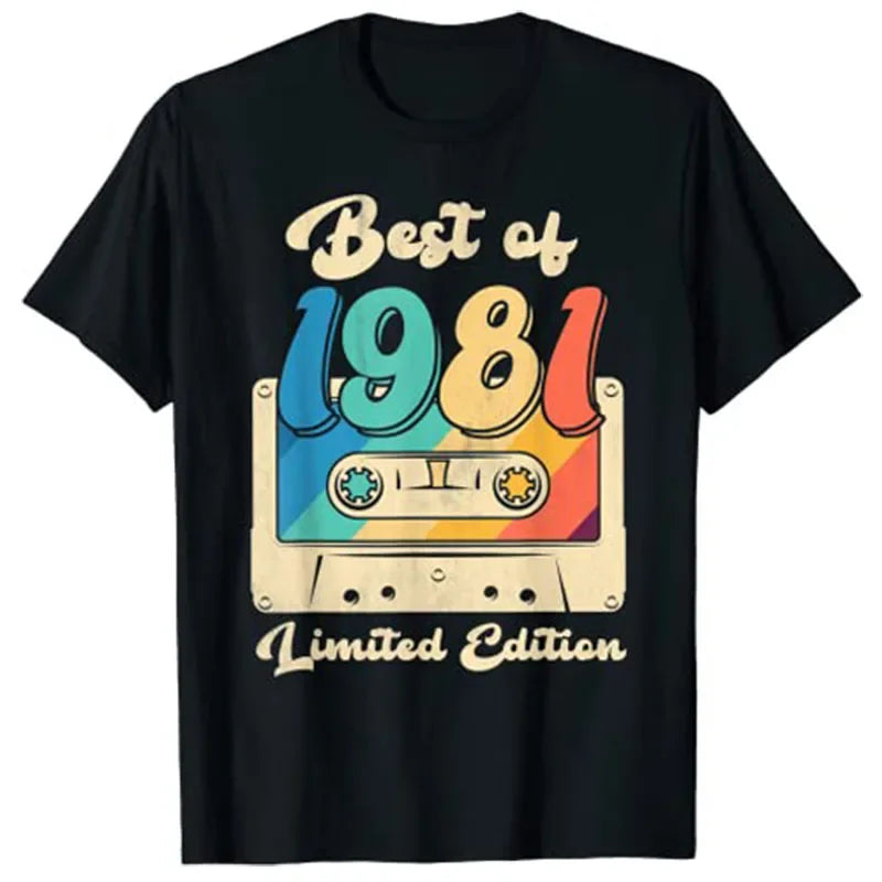 Vintage Tee 42 Years Old Outfit Gifts for Dad Graphic T Shirts Retro Best of 1981 Cassette Tape 42 Birthday Gift T-Shirt