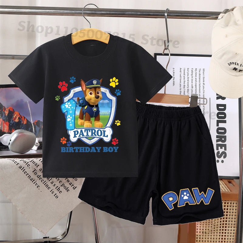 2pcs Paw Patrol Short Sleeved Shorts Suit for Children Anime Cartoon Cute T-shirts Pants Set Boys Summer Fashion Clothes Gifts