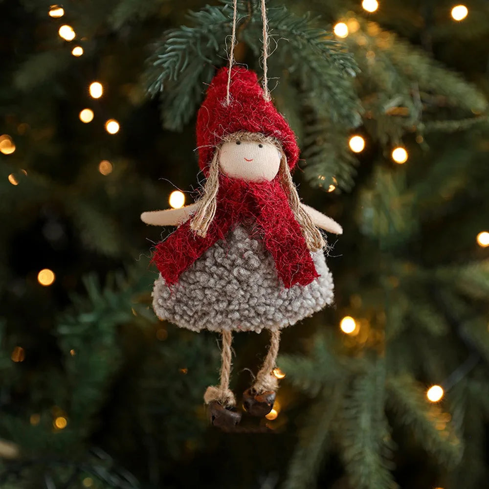 Christmas Snowman Pendant Santa Claus with Bells Xmas Tree Pendants Reindeer Girl Hanging Pendant Christmas Decoration