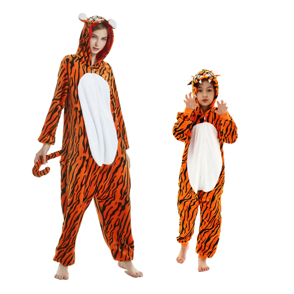 Animal Onesies Kigurumi Unicorn Pajamas Set Women Winter Overall Flannel Cartoon Cosplay Sleepwear Jumpsuit Men Homewear Pijama