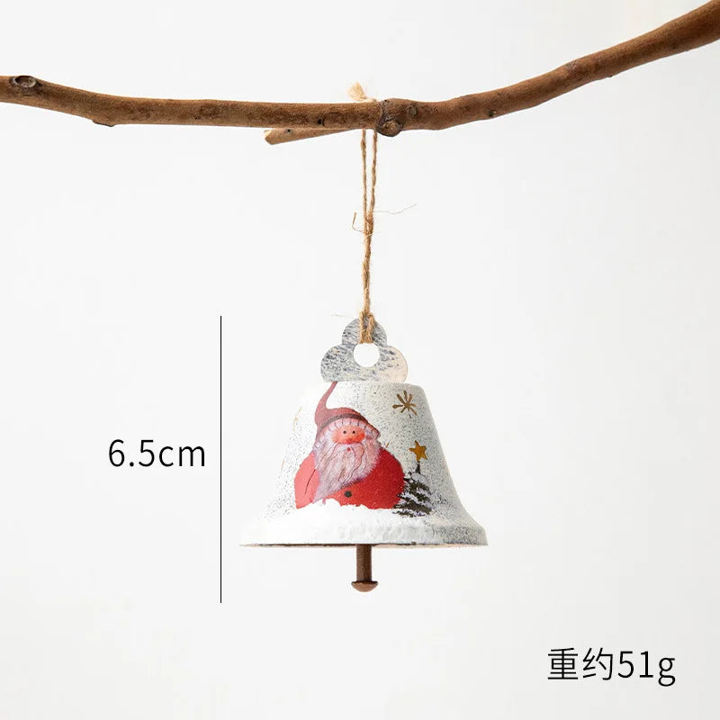 Novelty Painted Christmas Bell Tree Decoration Exquisite Iron Art Ornament Xmas Party Hanging Pendant Home Decor Navidad Gifts