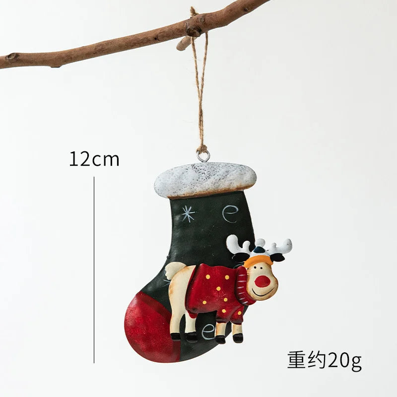 Novelty Painted Christmas Bell Tree Decoration Exquisite Iron Art Ornament Xmas Party Hanging Pendant Home Decor Navidad Gifts