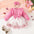 Sweet Cute Baby Girls Clothes Long Sleeve Lace Tulle Floral Dress With Bow Headband For Toddler Kids Casual Daily Party Outfits