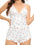 Women Pajama Set Lace Patchwork V-Neck Sleepwear Sexy Nighties Suit Camisole Top Printed Shorts Soft Pyjamas Loungewear