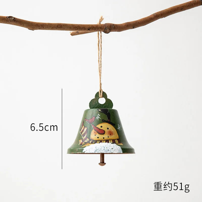 Novelty Painted Christmas Bell Tree Decoration Exquisite Iron Art Ornament Xmas Party Hanging Pendant Home Decor Navidad Gifts